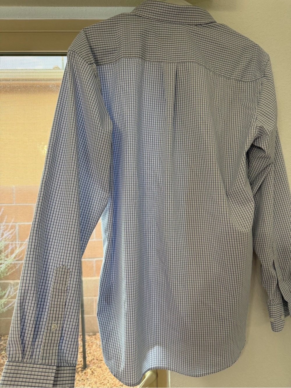 Chaps Men's Regular Fit Blue & White Check Dress Shirt L - Picture 4 of 6